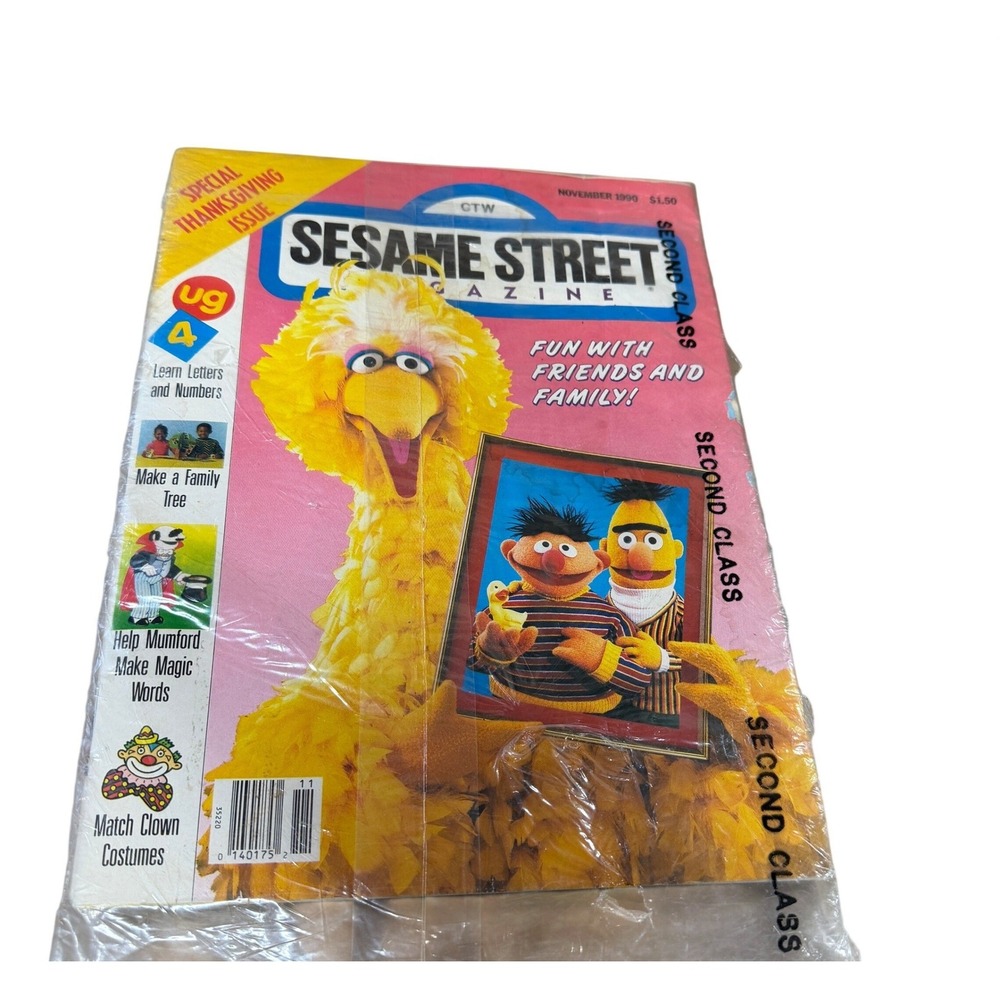 Sesame Street Magazine Vtg November 1990 Thanksgiving Retro Kids‎ Activity NOS